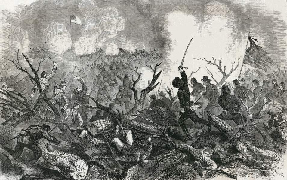 Union capture of Fort De Russy, Lousiana, March 15, 1864, artist's impression, zoomable image