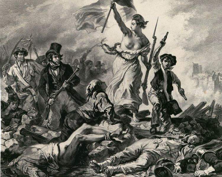 Eugene Delacroix, "Liberty Leading the People," 1830, lithograph