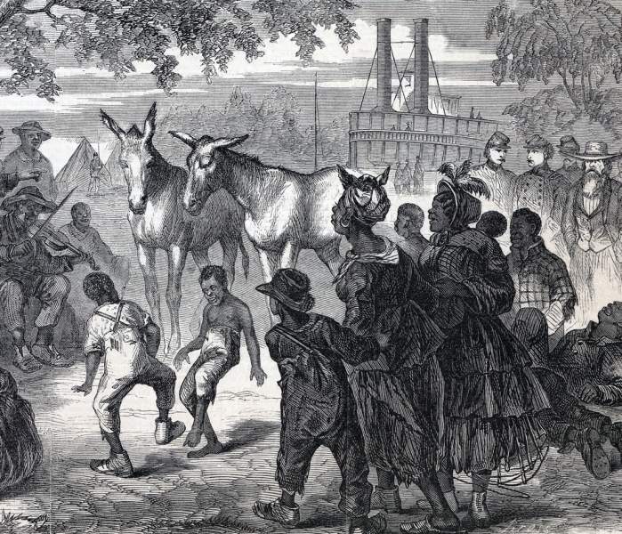 Plantation Scene, Bayou Teche, Louisiana, August 1864, artist's impression, detail