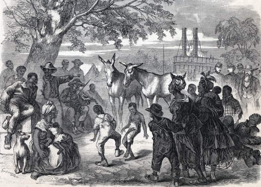 Plantation Scene, Bayou Teche, Louisiana, August 1864, artist's impression, zoomable image