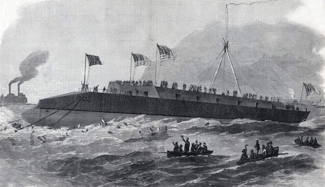 Launching of the U.S.S. Dunderburg, July 22, 1865, artist's impression