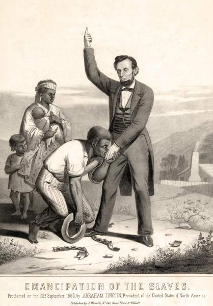 "Emancipation of the Slaves," lithograph image, circa 1862, zoomable image