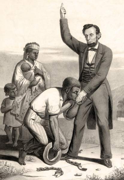 "Emancipation of the Slaves," lithograph image, circa 1862, detail
