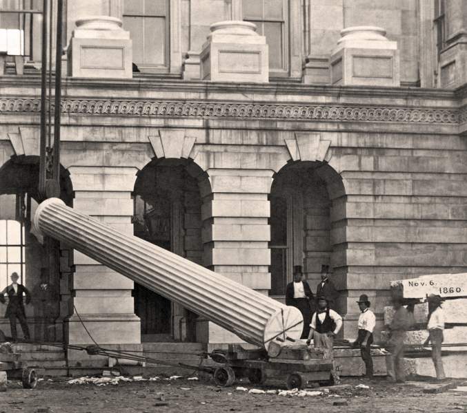 "Lincoln Column," raised in honor of the election of 1860, construction of the United States Capitol, November 1860, detail