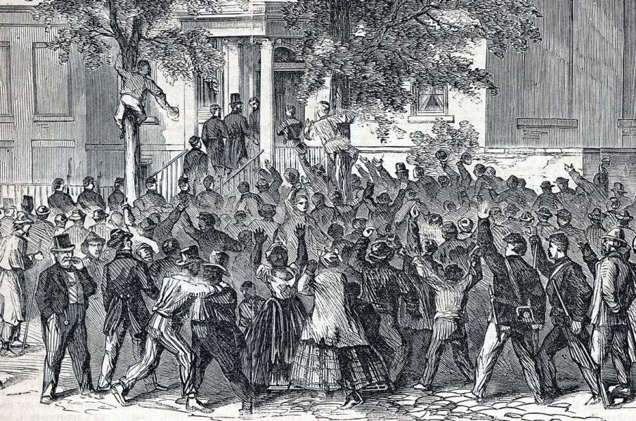 President Lincoln visits the home of Jefferson Davis in Richmond, Virginia, April 4, 1865, artist's impression, detail