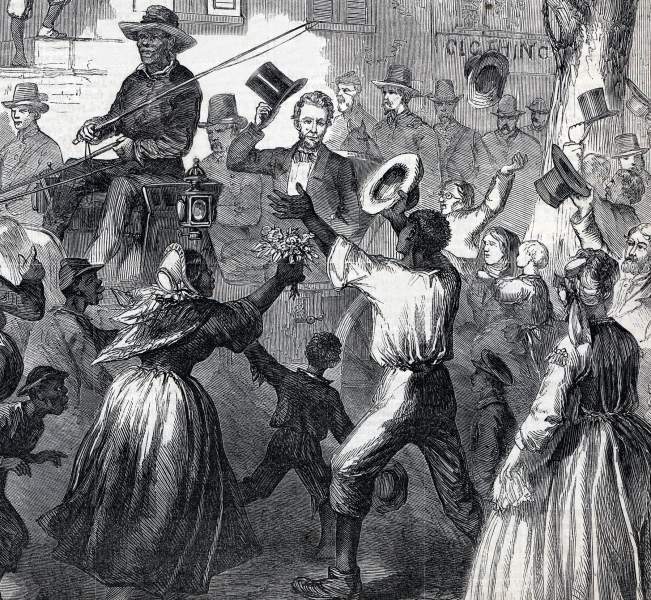 President Lincoln's triumphal visit to Richmond, Virginia, April 4, 1865, artist's impression, zoomable image, detail