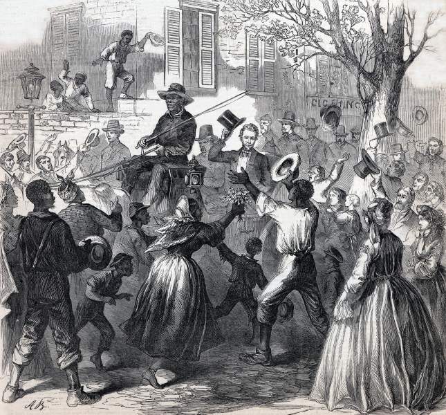 President Lincoln's triumphal visit to Richmond, Virginia, April 4, 1865, artist's impression, zoomable image