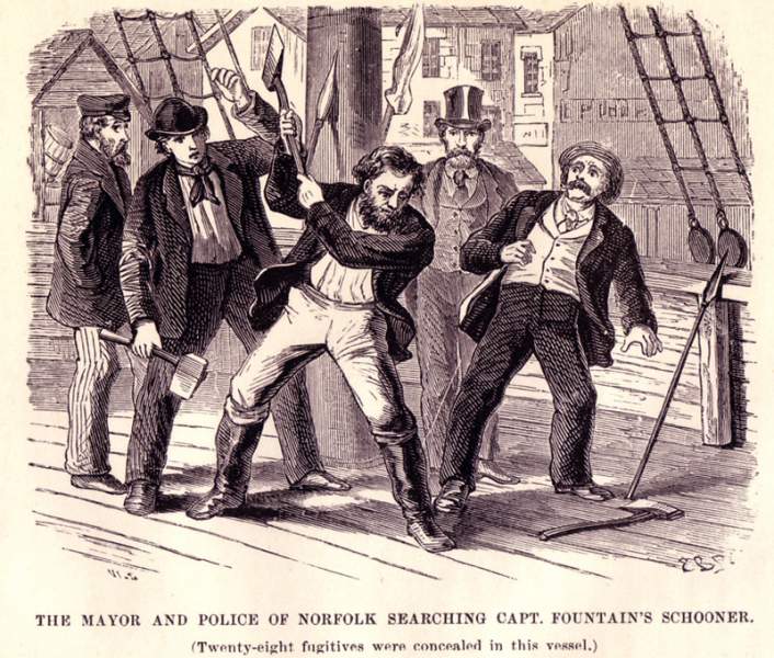 "The Mayor and Police of Norfolk searching Capt. Fountain's Schooner," Virginia, November, 1855
