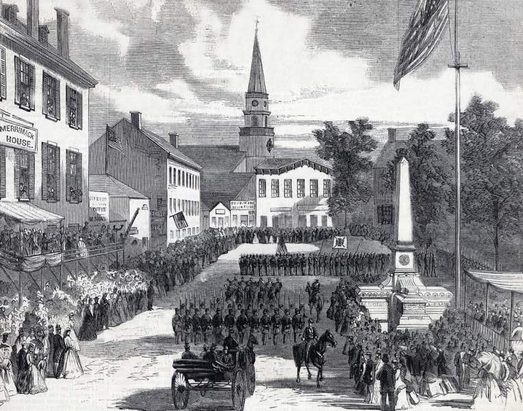 Dedication of the Whitney-Ladd Monument, Lowell, Massachusetts, June 17, 1865, artist's impression