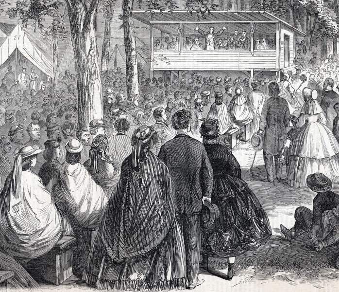 Methodist Camp Meeting, Sing Sing, New York, August 20-26, 1865, artist's impression, detail