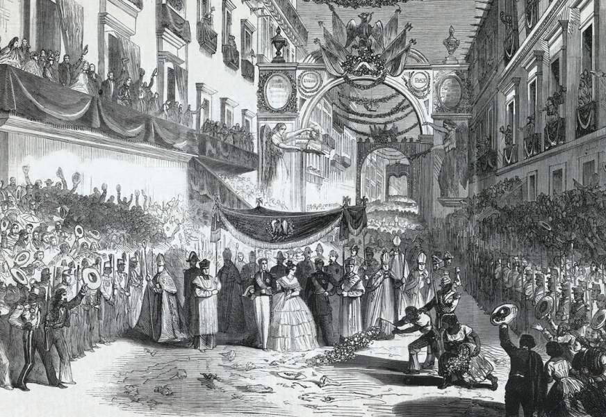 Entry of the Emperor of Maximilian into Mexico City, June 12, 1864, artist's impression, detail