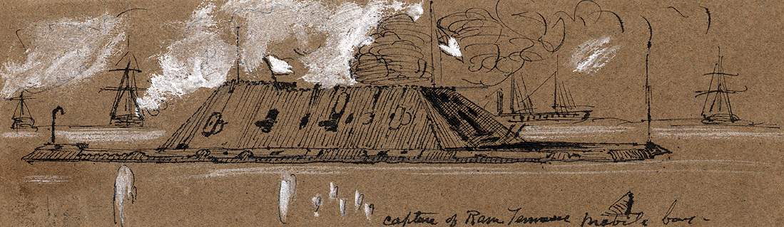 Surrender of C.S.S. Tennessee, Mobile Bay, August 5, 1864, artist's sketch