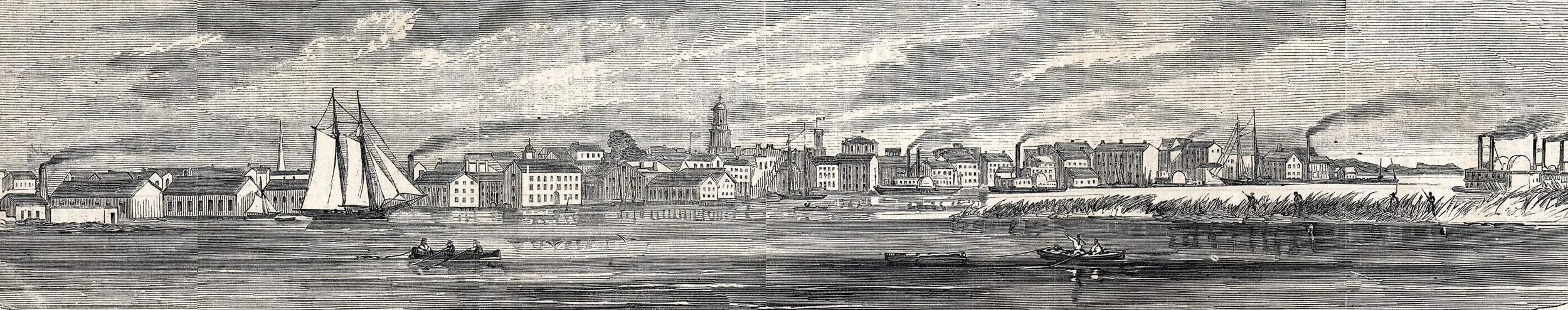 Mobile, Alabama, 1864, artist's impression, zoomable image