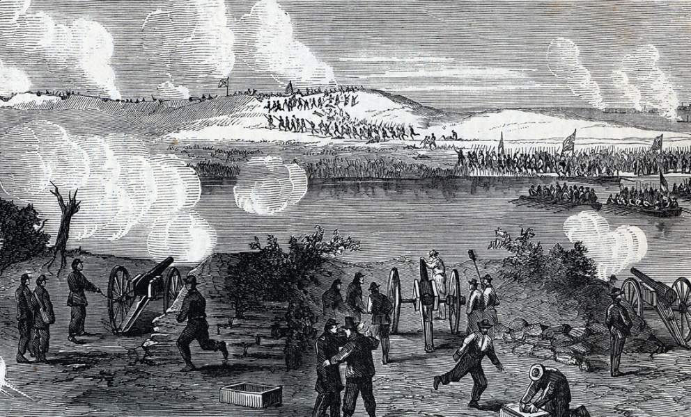Capture of lower Morris Island, South Carolina, July 11, 1863, artist's impression, detail