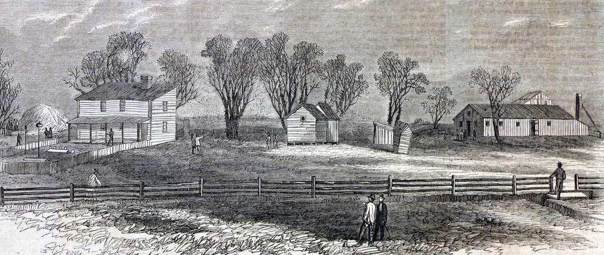 Scene of the Mass Murder of April 11, 1866, in James Lane, Philadelphia, artist's impression
