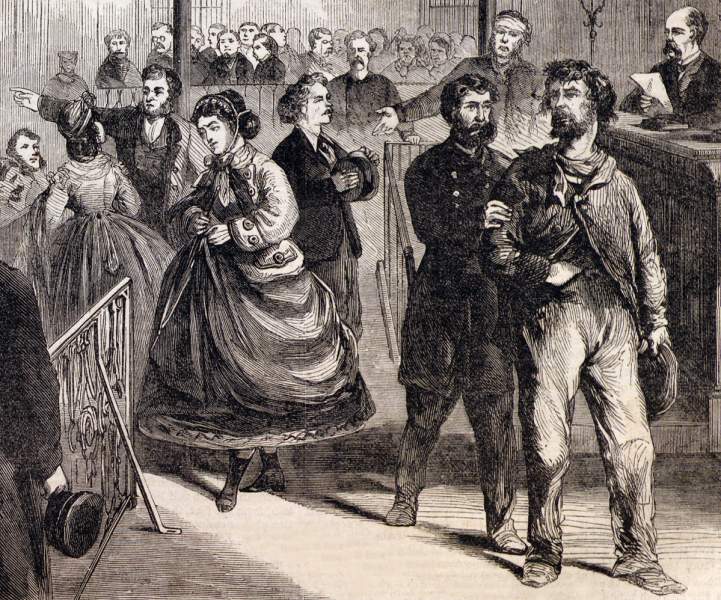 Tombs Police Court, New York City, early morning, 1866, artist's impression, detail