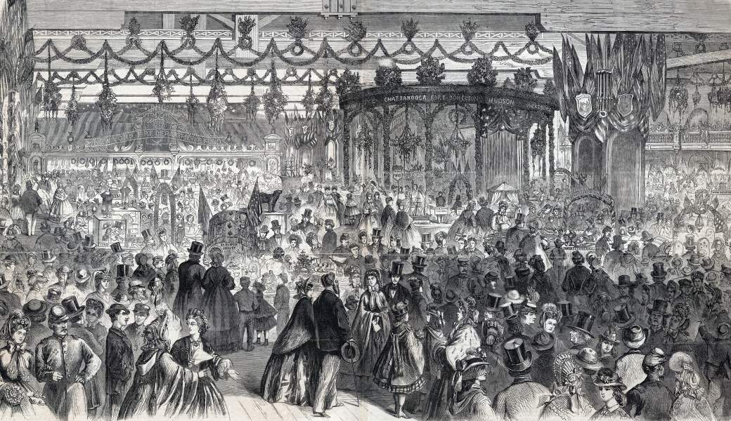 The New York City Metropolitan Sanitary Fair, April 1864, artist's impression, zoomable image