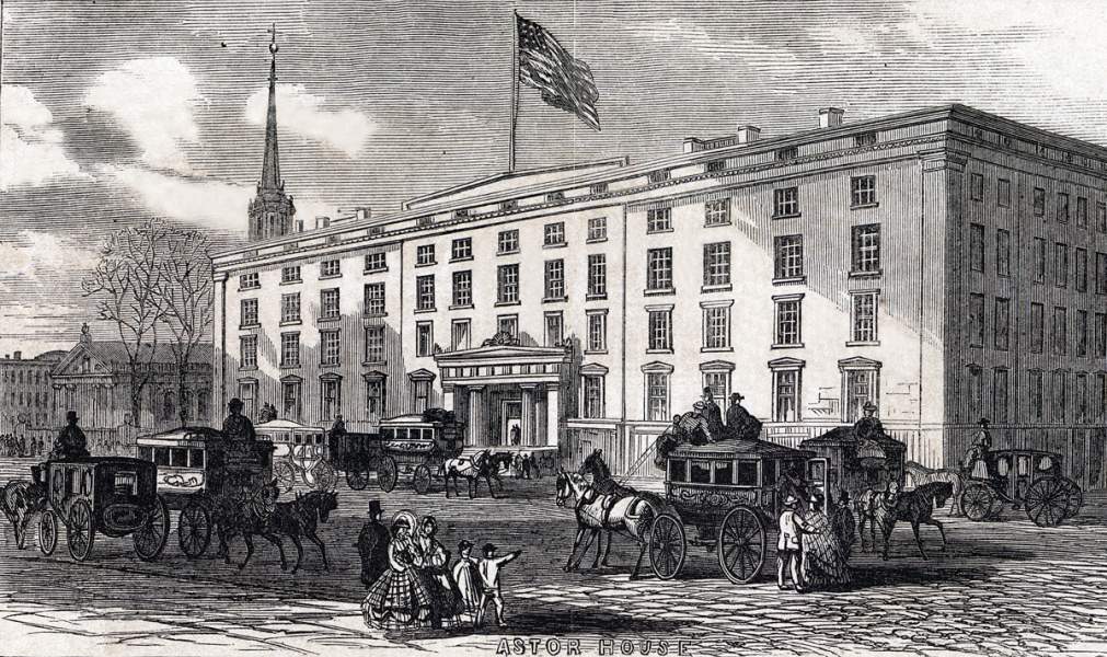 Astor House Hotel, New York City, November 25, 1864, artist's impression