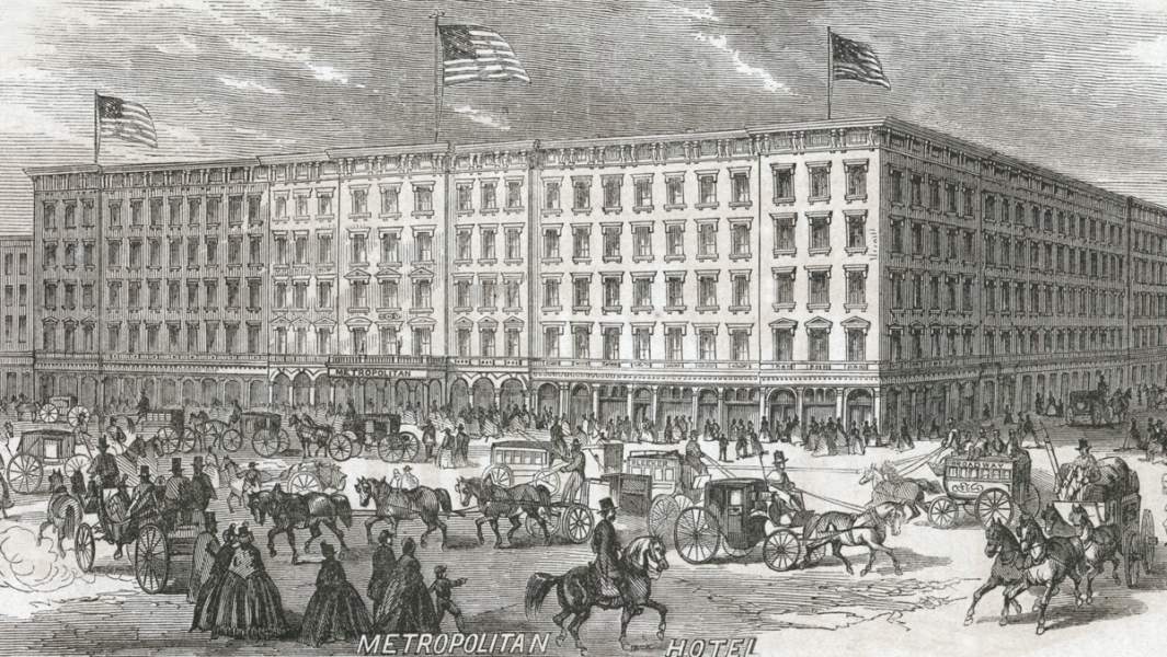 Metropolitan Hotel, New York City, November 25, 1864, artist's impression