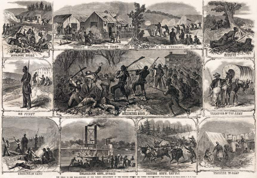 "The Negro in The War," Frank Leslie's Illustrated, January 1863, artist's impression, zoomable image
