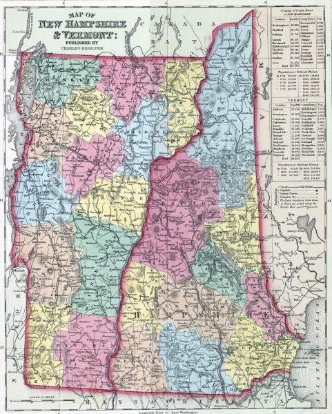 New Hampshire and Vermont, 1857, zoomable map