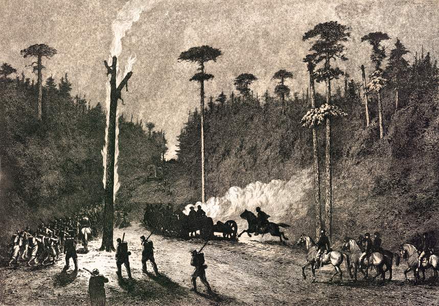 "A Night March," Edwin Forbes, copper plate etching, 1876, zoomable image