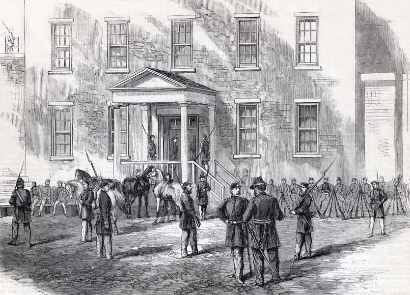 Main Entrance, Old Penitentiary, Washington, D.C., May 1865, artist's impression