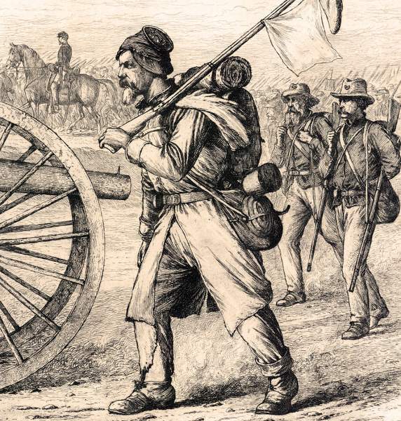 "Washing Day," Edwin Forbes, copper plate etching, 1876, detail