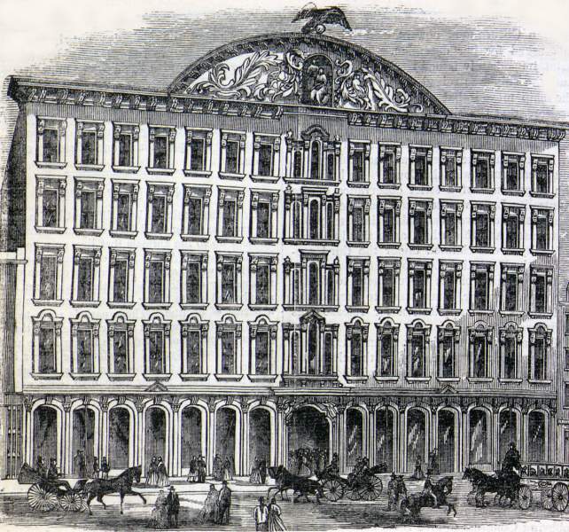 Pike's Opera House, Cincinnati, Ohio, destroyed by fire, March 22, 1866, artist's impression