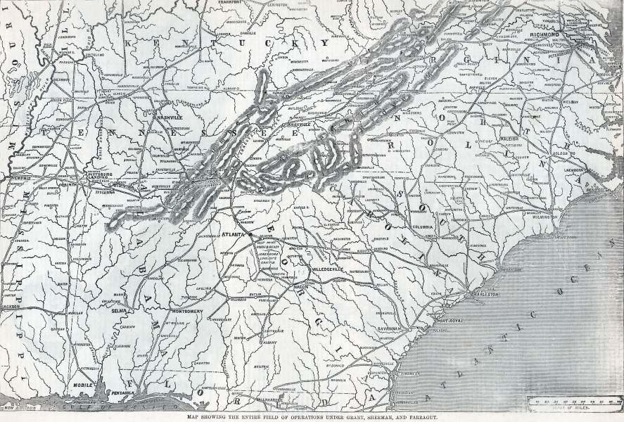 Field Operations, Eastern and Central United States, Harper's Weekly, November 26, 1864, zoomable map.
