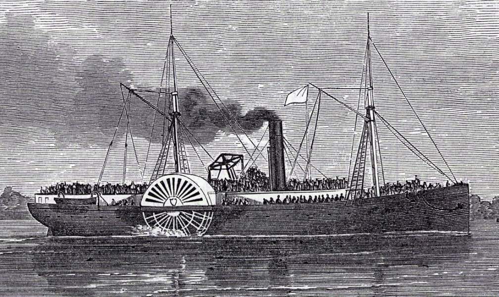 Confederate prisoners from Port Hudson transported upriver, July 1863, artist's impression, detail