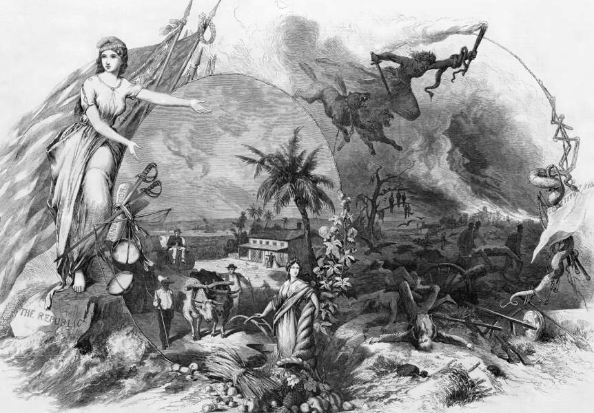 "Peace or War...," George G. White, December 1864, Frank Leslie's Magazine, detail