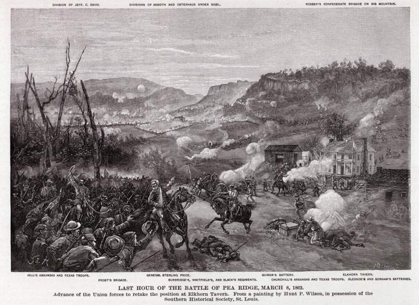 The Battle of Pea Ridge, Arkansas, March 8, 1862, "The Last Hour," artist's impression 