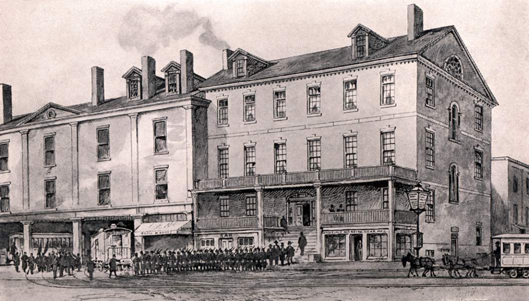 Pennsylvania Rail Road Station, Eleventh and Market Streets, Philadelphia, Pennsylvania, circa 1861