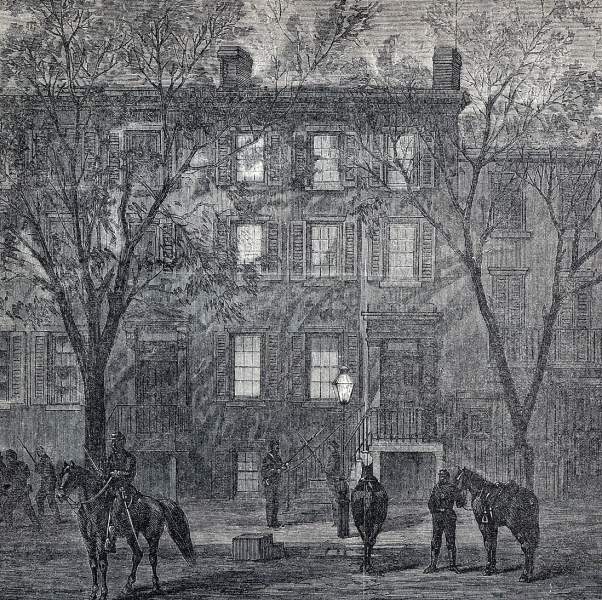 The Petersen Boarding House, Washington, D.C., 1865, artist's impression, detail