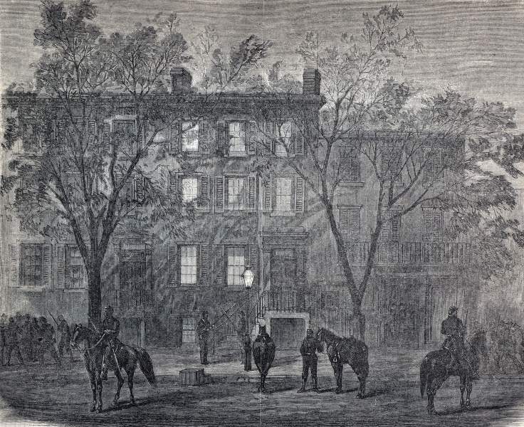 The Petersen Boarding House, Washington, D.C., 1865, artist's impression, zoomable image