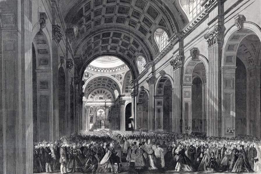 Cathedral Basilica of Saints Peter and Paul, Philadelphia, Pennsylvania, November 1864, artist's impression, zoomable image