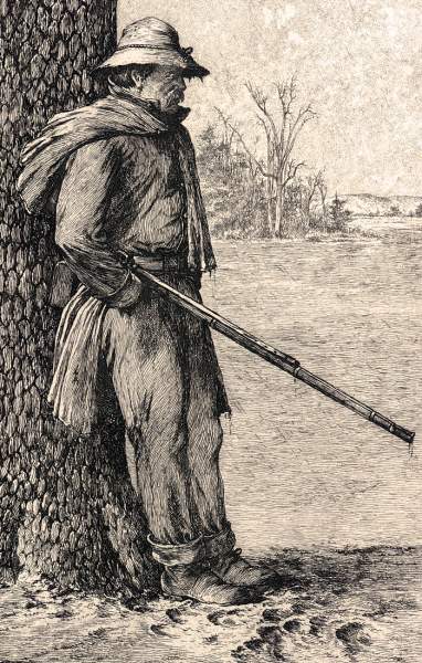 "A Rainy Day on Picket," Edwin Forbes, copper plate etching, 1876, detail