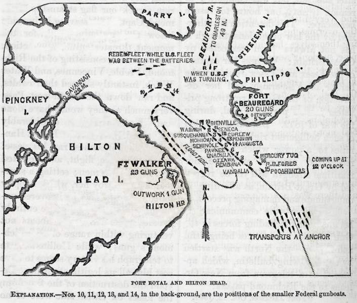 Port Royal, South Carolina, November 7, 1861, battle map