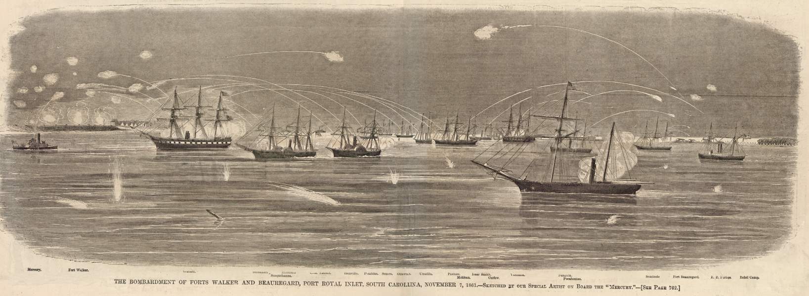 Naval bombardment, Port Royal Inlet, South Carolina, November 7, 1861, zoomable image