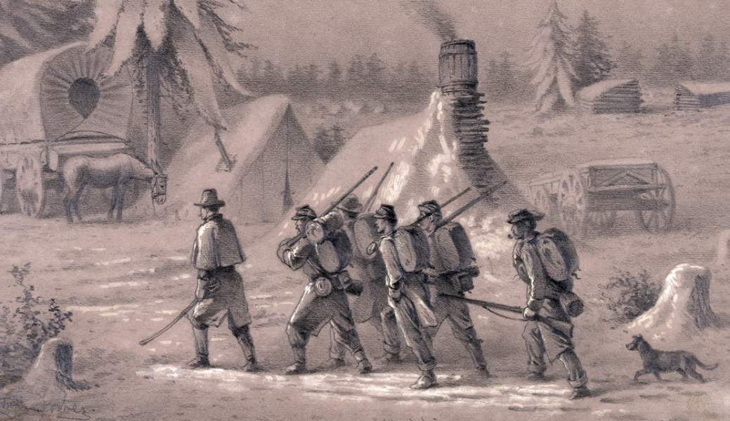 Edwin Forbes, "Returning From Outpost Duty," artist's impression