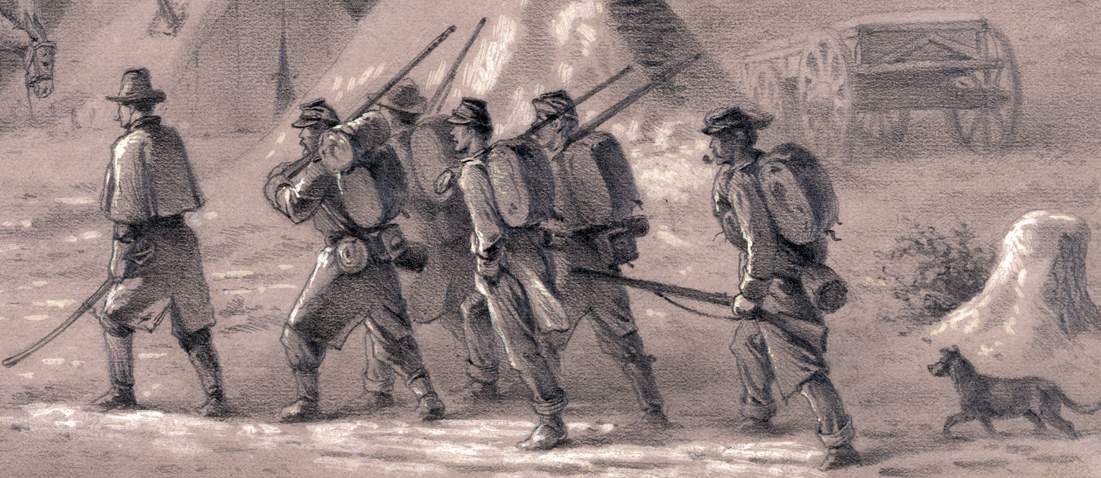 Edwin Forbes, "Returning From Outpost Duty," artist's impression, detail