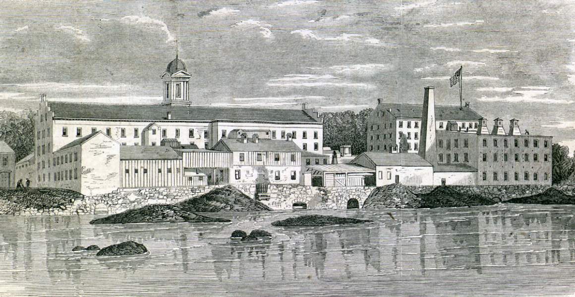 Chelsea Paper Mills, Norwich, Connecticut, February 1866, artist's impression