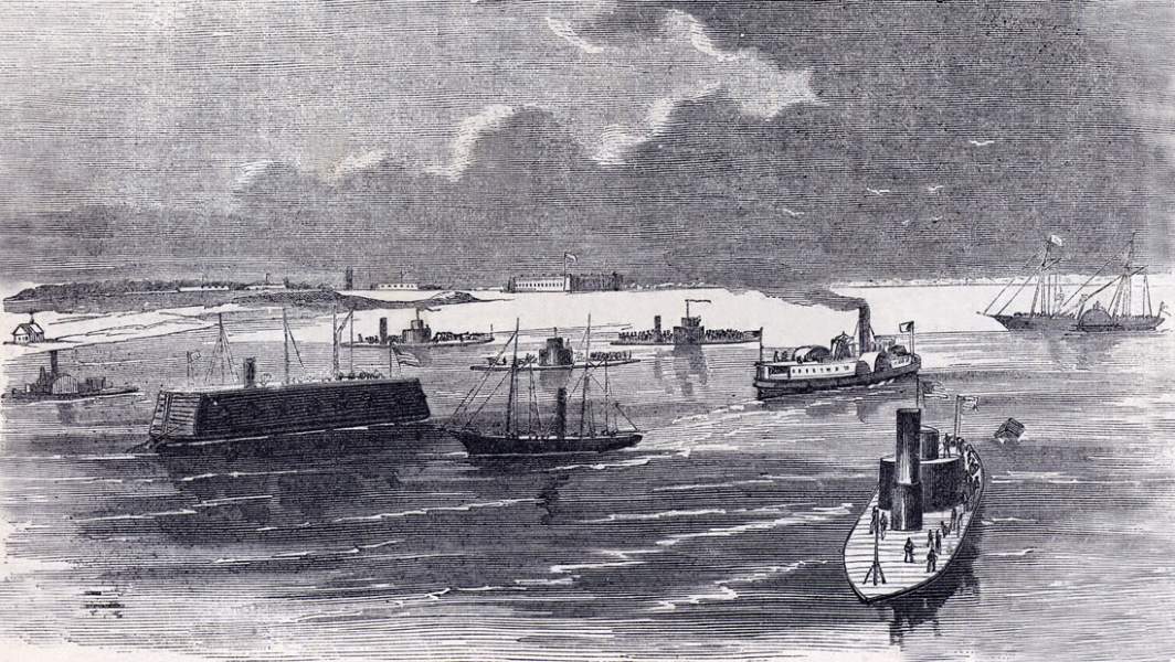 Exchange of prisoners, Charleston Harbor, South Carolina, July 24, 1863, artist's impression.