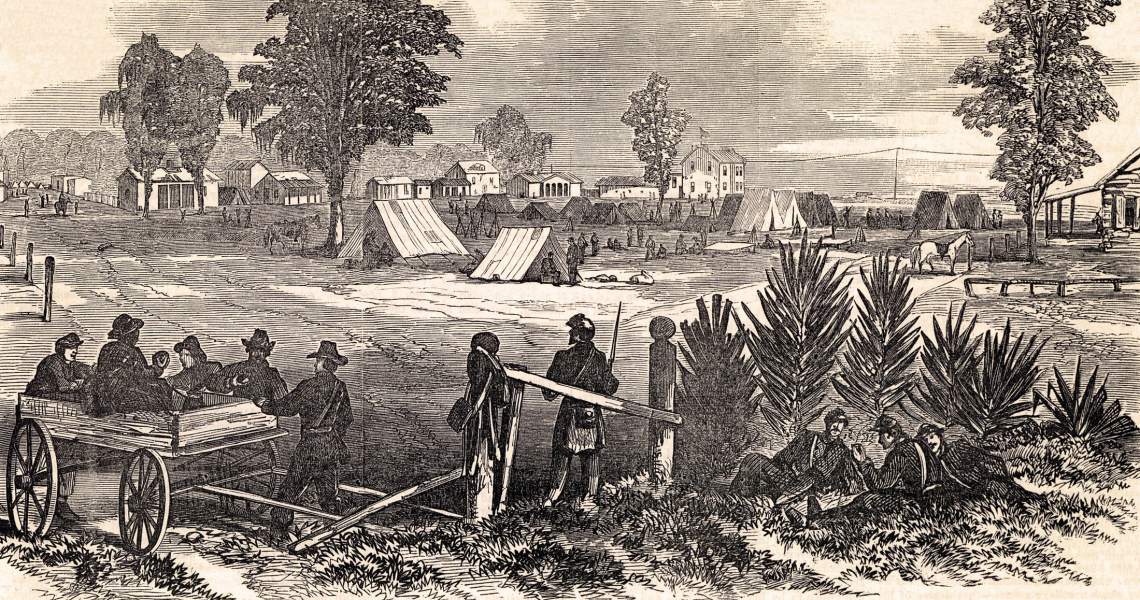Interior of the captured Port Hudson, Louisiana, July 1863, artist's impression, zoomable image