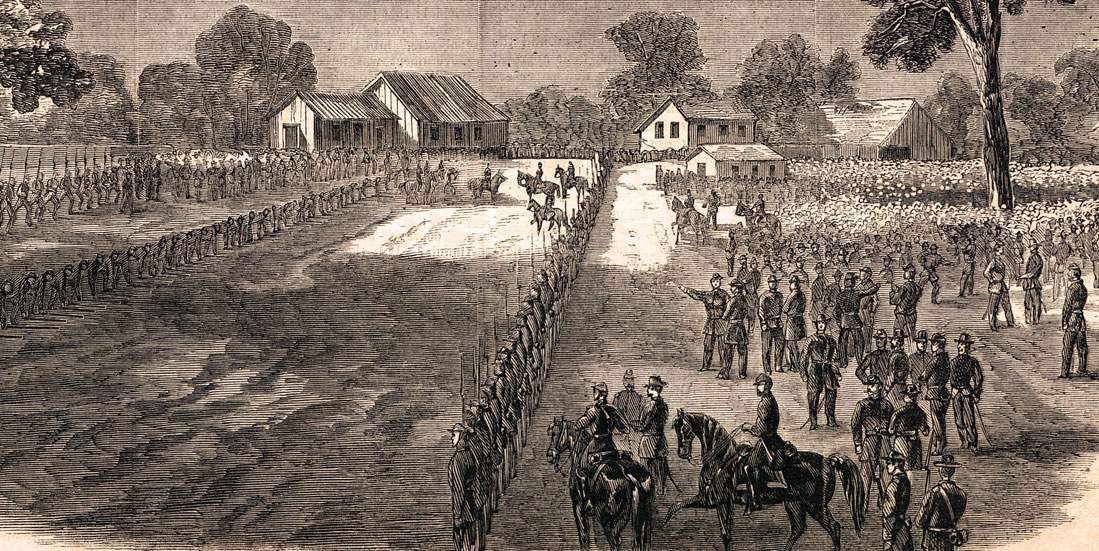 Formal surrender of the Port Hudson garrison, July 1863, artist's impression, detail
