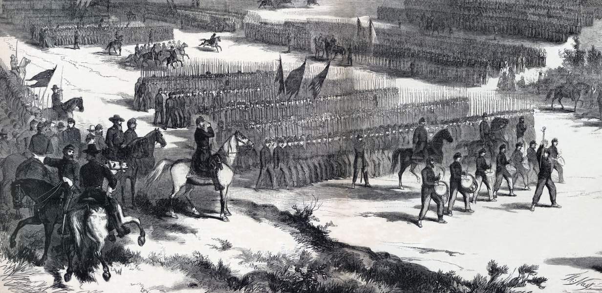 Grand Review of the Army of the Potomac, September 1863, Thomas Nast, artist's impression, detail, zoomable image