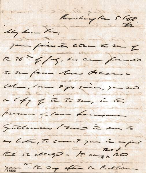 Reverdy Johnson to Abraham Lincoln, Friday, September 05, 1862 (Page 1)