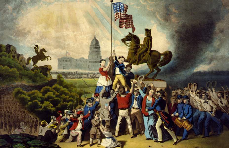 William Winner, "Raising the Flag, May 1861," lithograph