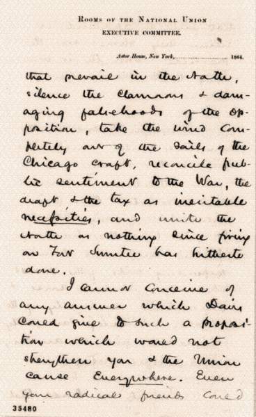 Henry J. Raymond to Abraham Lincoln, August 22, 1864 (Page 5)